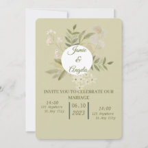 Convite de casamento flor verde