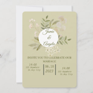 Convite de casamento flor verde