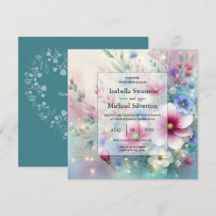 Convite de Casamento Flora Brilhante e Radiante da