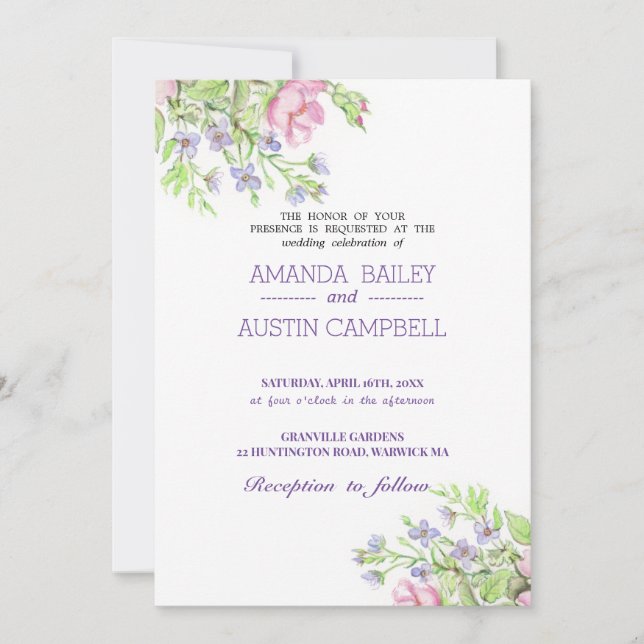 Convite de Casamento Floral (Frente)