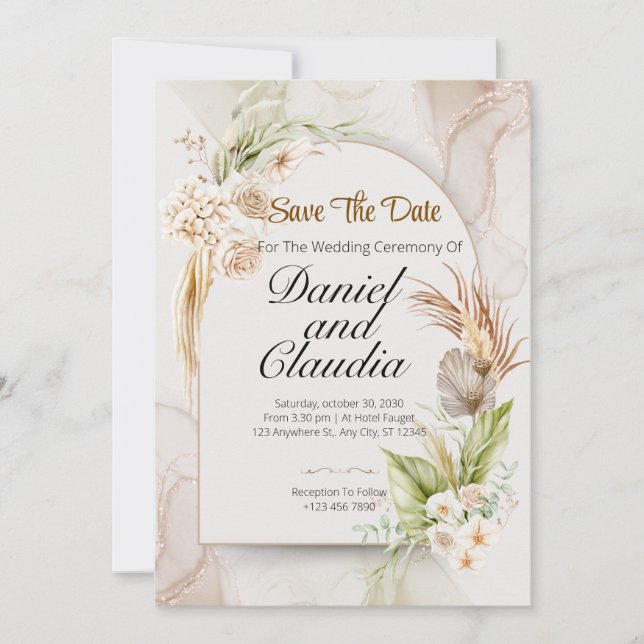 Convite de Casamento Floral (Frente)