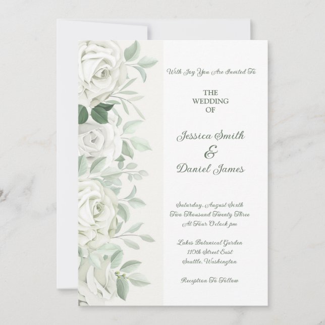 Convite de Casamento Floral (Frente)