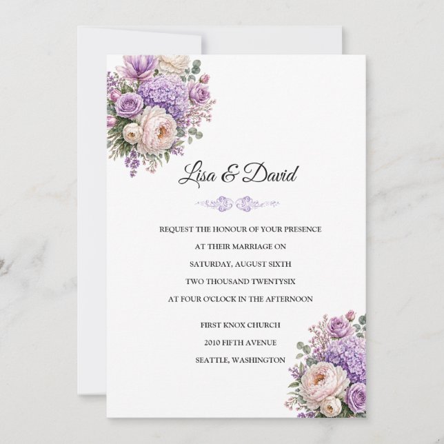 Convite de Casamento Floral (Frente)