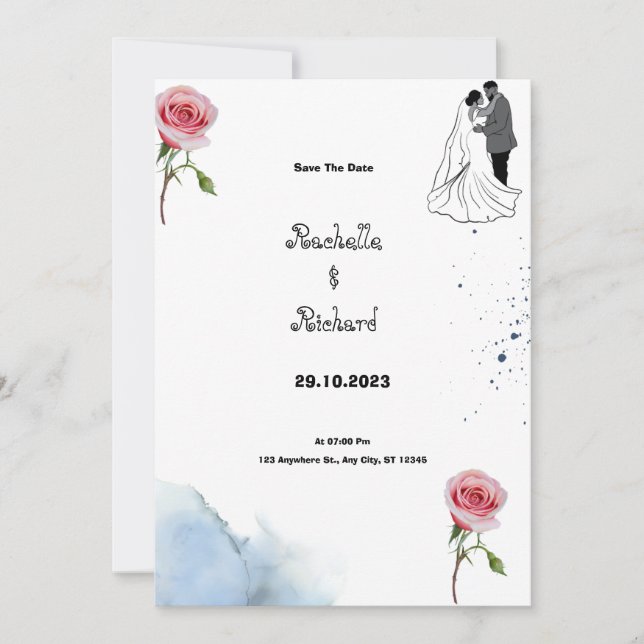 Convite De Casamento Floral (Frente)