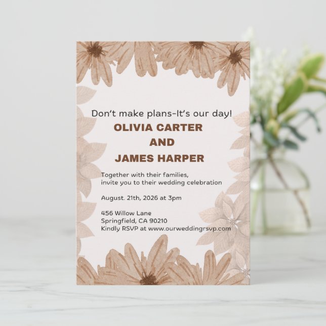 Convite de Casamento Floral (Em pé/Frente)