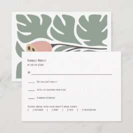 Convite de Casamento Floral Abstrato Sage & Blush,