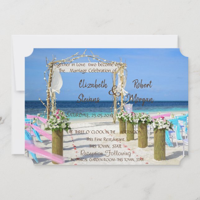 Convite de Casamento Floral Adorável Beach Arbor (Frente)