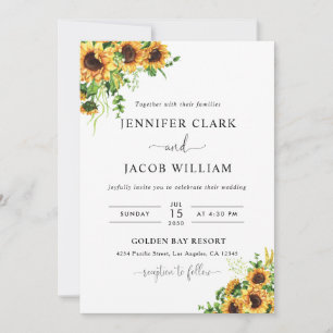 Convite de Casamento Floral Amarelo