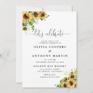 Convite de Casamento Floral Amarelo
