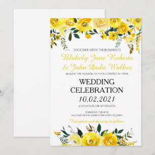 Convite De Casamento Floral Amarelo