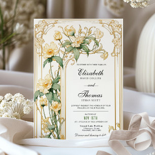 Convite De Casamento Floral Amarelo
