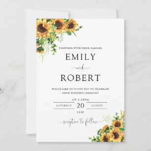 Convite de Casamento Floral Amarelo