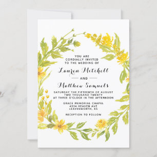 Convite De Casamento Floral Amarelo