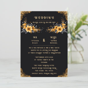 Convite de Casamento Floral Amarelo Colorido Elega