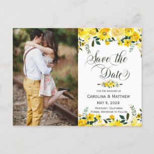 Convite de casamento floral amarelo de verão para 