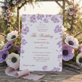 Convite de Casamento Floral Anêmona Elegante