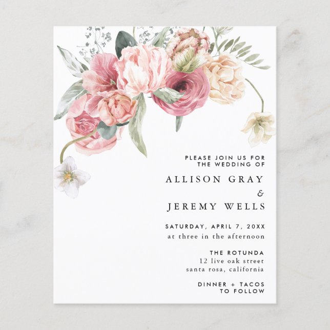 Convite De Casamento Floral | Annabeth (Frente)