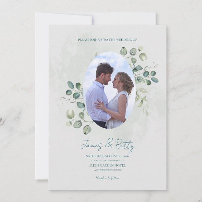 Convite de Casamento Floral Aquarela (Frente)