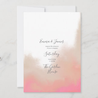 Convite de Casamento Floral Aquarela Bege