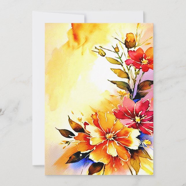Convite de casamento floral aquarela brilhante em  (Frente)