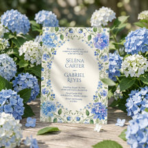 Convite de Casamento Floral Aquarela de Hortênsia 