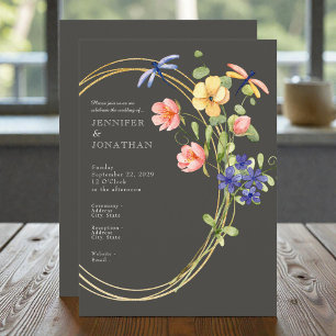 Convite de Casamento Floral Aquarela de Primavera