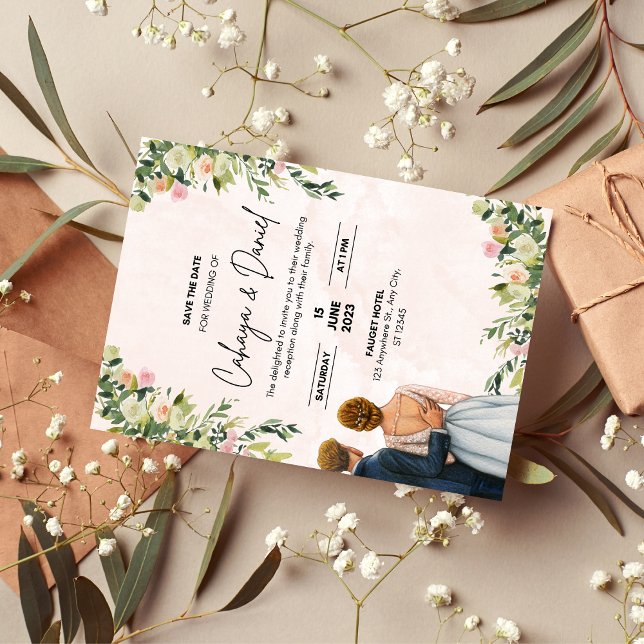 Convite de Casamento Floral | Aquarela Elegante (simple wedding invitation, white and floral wedding card, zazzle wedding template, editable wedding )