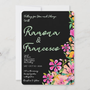 Convite de Casamento Floral Aquarela Fall For You