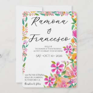 Convite de Casamento Floral Aquarela Fall For You