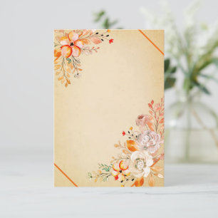 Convite de casamento floral aquarela laranja em pe