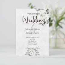 Convite de casamento floral aquarela marfim