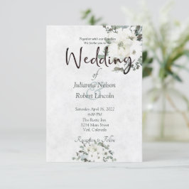 Convite de casamento floral aquarela marfim