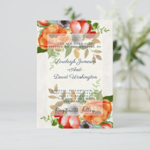 Convite de casamento floral aquarela orçamento