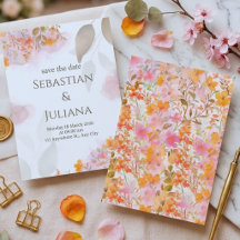 Convite de Casamento Floral Aquarela Pastel