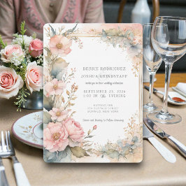 Convite de Casamento Floral Aquarela Pêssego