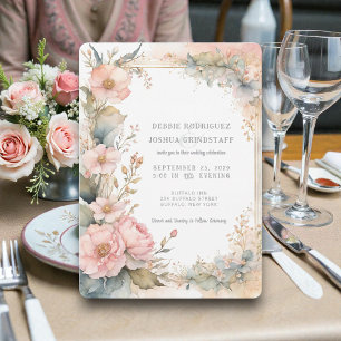 Convite de Casamento Floral Aquarela Pêssego