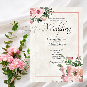 Convite de casamento floral aquarela rosa orçament
