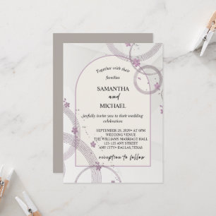 Convite de Casamento Floral Arqueado Cool Taupe