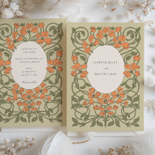 Convite de Casamento Floral Art Nouveau Vintage