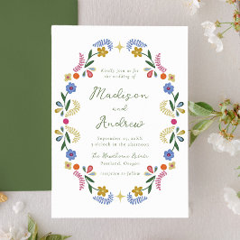 Convite de Casamento Floral Arte Folclórica Capric