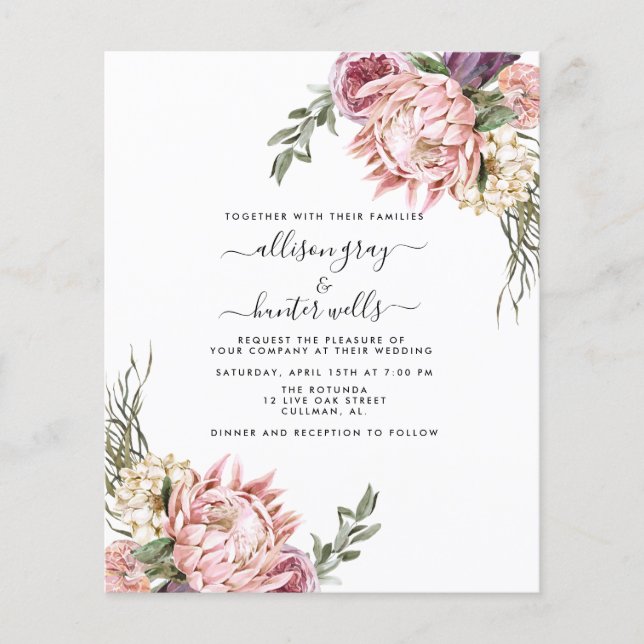 Convite De Casamento Floral | Aubrey (Frente)