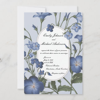 Convite de Casamento Floral Azul
