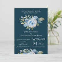 Convite de Casamento Floral Azul
