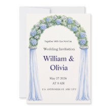 Convite de Casamento Floral Azul