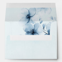 Convite de Casamento Floral Azul Elegante e Modern