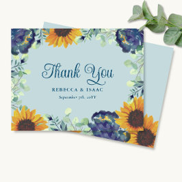 Convite de Casamento Floral Azul Eucalipto Girassó