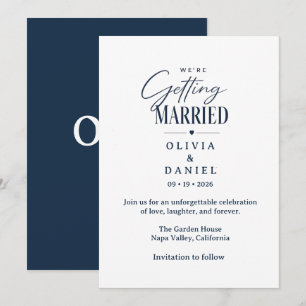 Convite de Casamento Floral Azul Moderno