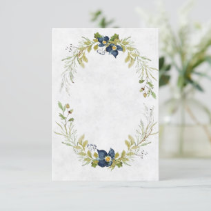 Convite de casamento floral azul moldura orçamento