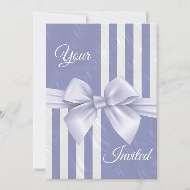 Convite de Casamento Floral Azul Periwinkle Elegan (Frente)