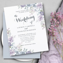 Convite de Casamento Floral Azul Poeirento Orçamen
